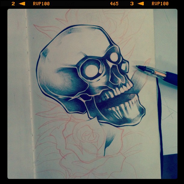 Roses and skulls – Progress 2